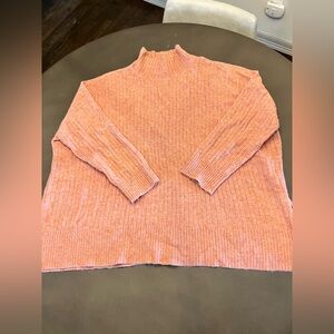 LOFT Women’s Light Coral Ribbed Turtleneck Sweater, size XXL